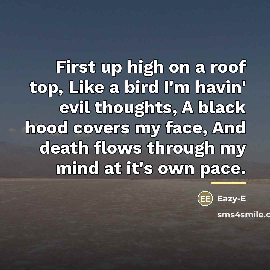 “First up high on a roof top, Like a bird…” quote by Eazy-E