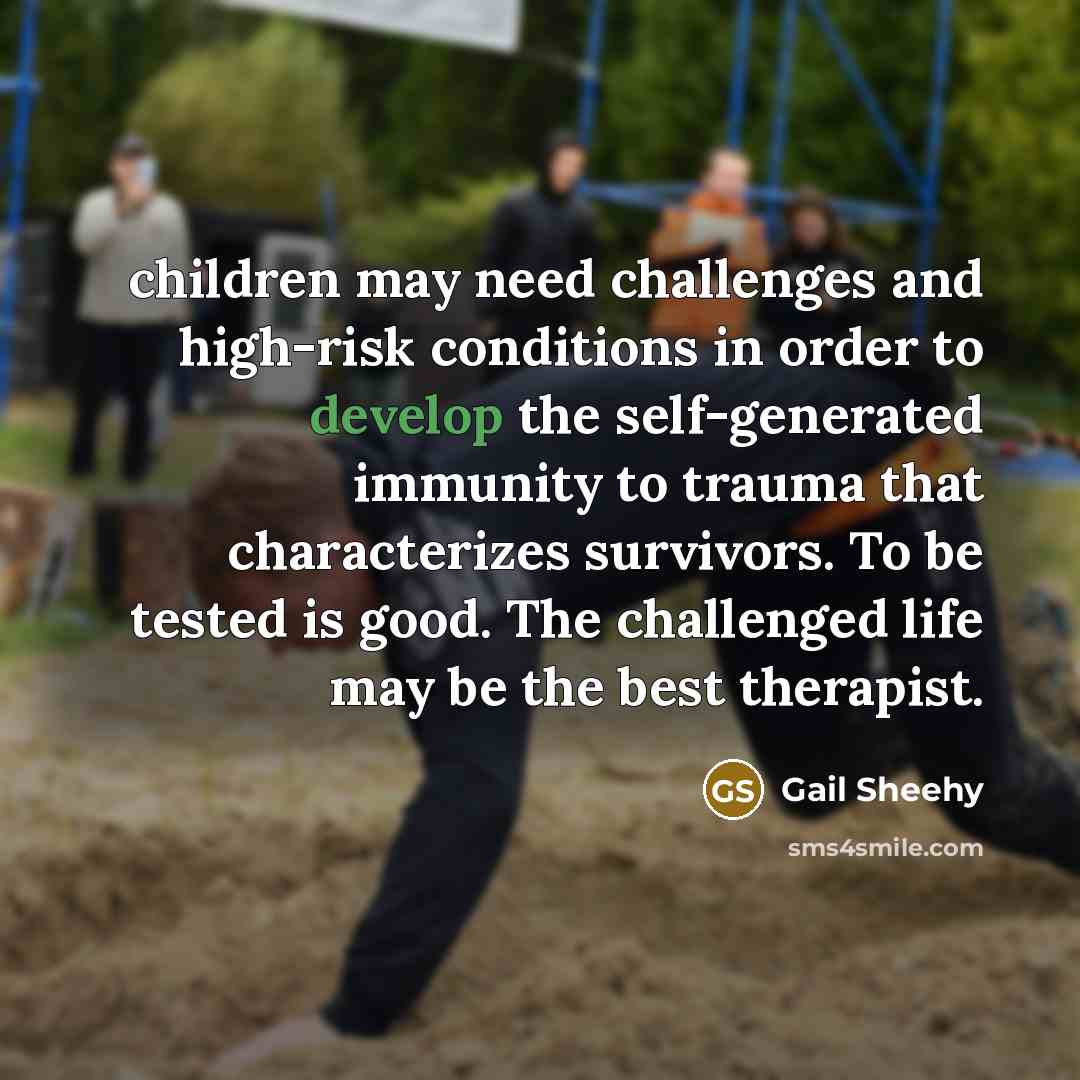 “children may need challenges and high-risk conditions in order to…” quote by Gail Sheehy