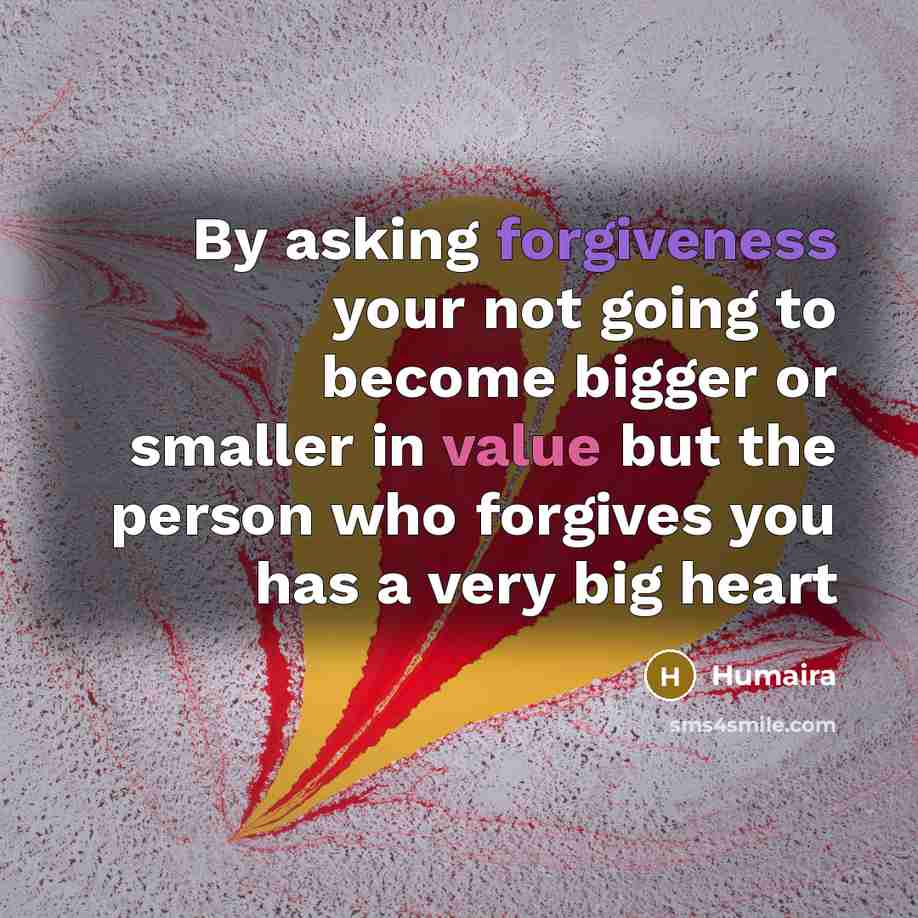 “By asking forgiveness your not going to become bigger or…” quote by Humaira