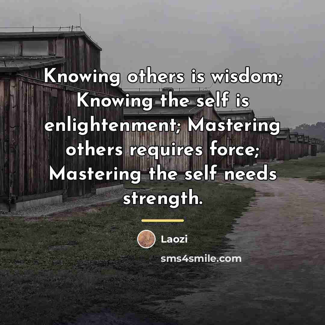 “Knowing others is wisdom; Knowing the self is enlightenment; Mastering…” quote by Laozi