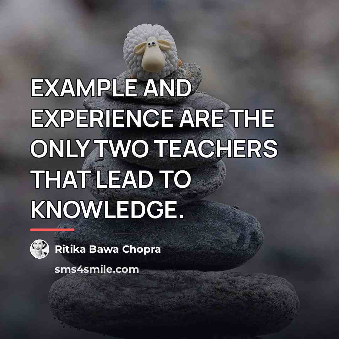 “EXAMPLE AND EXPERIENCE ARE THE ONLY TWO TEACHERS THAT LEAD…” quote by Ritika Bawa Chopra