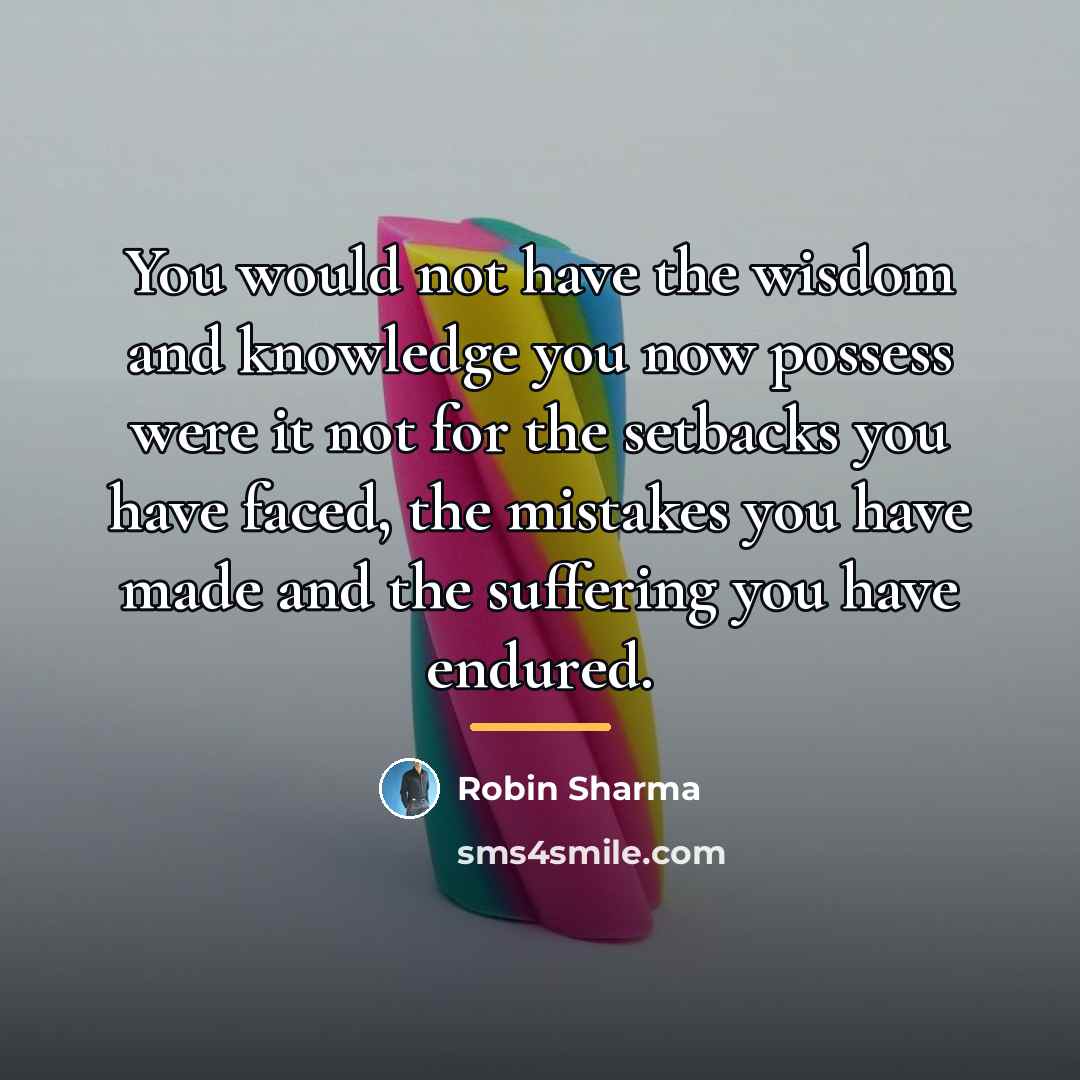 “You would not have the wisdom and knowledge you now…” quote by Robin Sharma