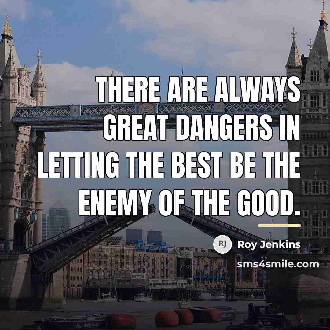 “There are always great dangers in letting the best be…” quote by Roy Jenkins