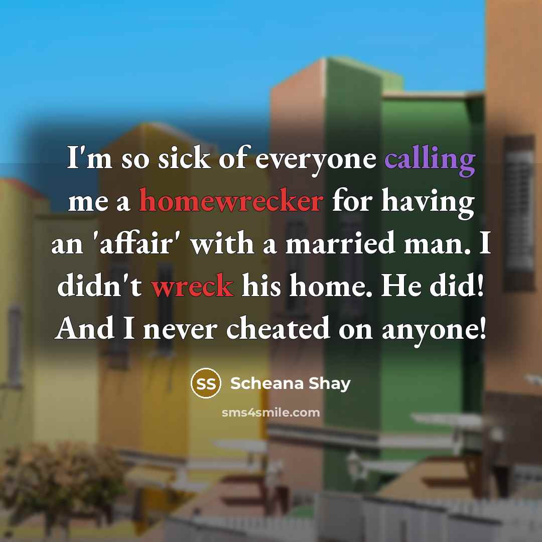 “I'm so sick of everyone calling me a homewrecker for having an 'affair' with a married man. I didn't wreck his home. He did! And I never cheated on anyone!” quote by Scheana Shay