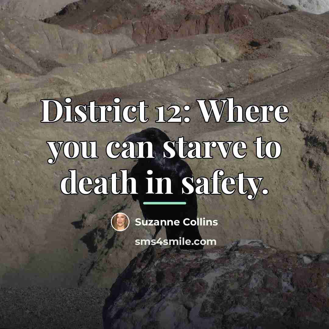 “District 12: Where you can starve to death in safety.…” quote by Suzanne Collins