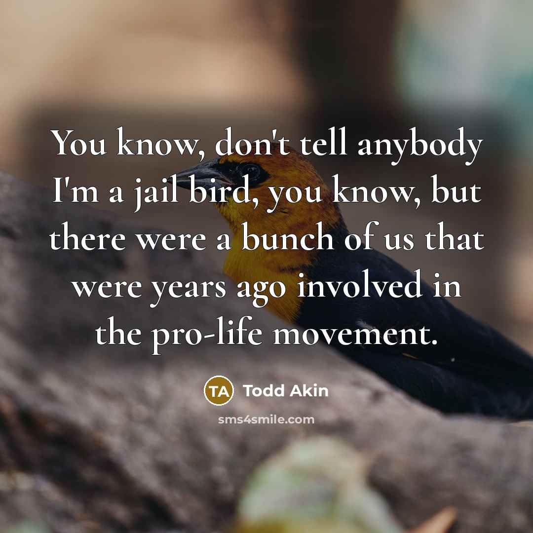 “You know, don't tell anybody I'm a jail bird, you…” quote by Todd Akin