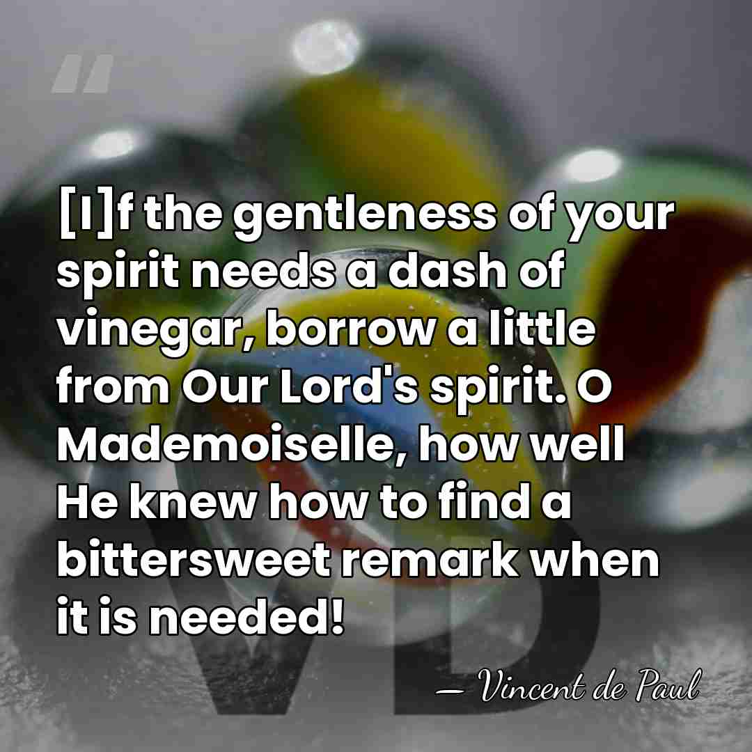 [I]f the gentleness of your spirit needs a dash of vinegar, borrow&hellip; - Vincent de Paul