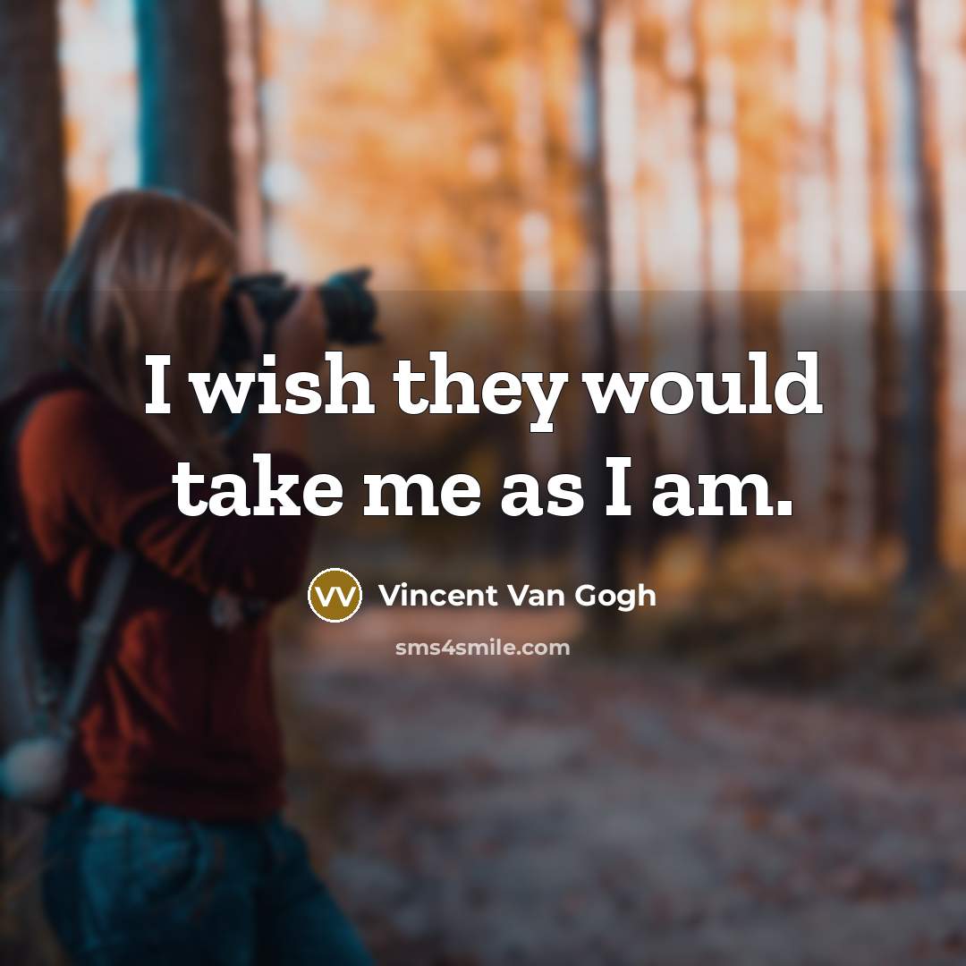 “I wish they would take me as I am.…” quote by Vincent Van Gogh