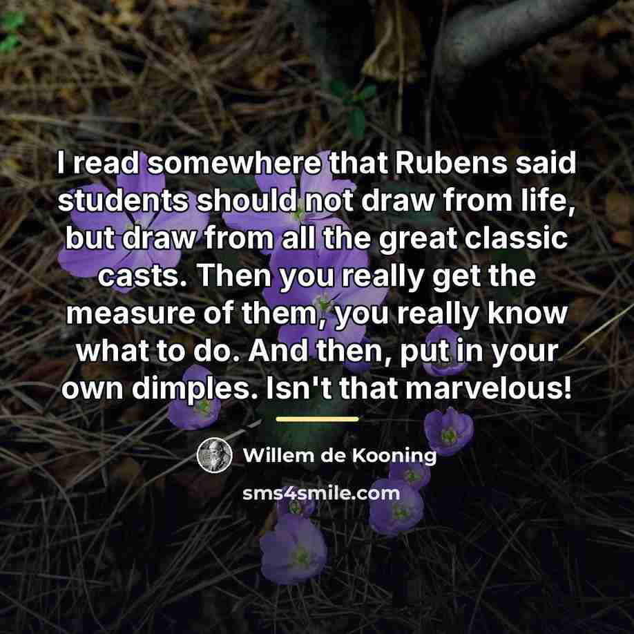 “I read somewhere that Rubens said students should not draw…” quote by Willem de Kooning