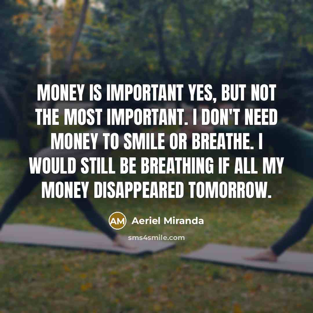 “Money is important yes, but not the most important. I…” quote by Aeriel Miranda