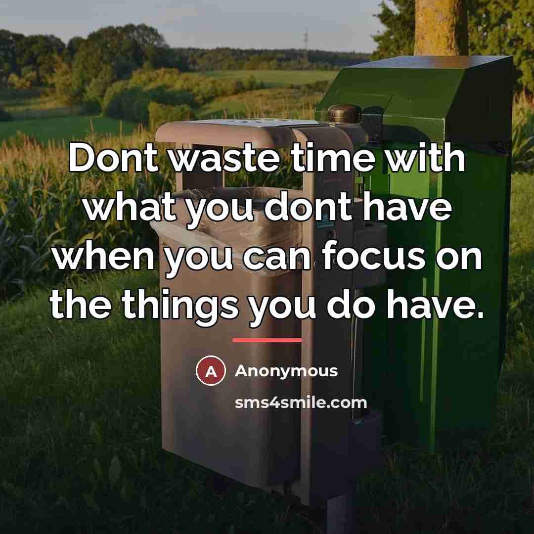 “Dont waste time with what you dont have when you…” quote by Anonymous