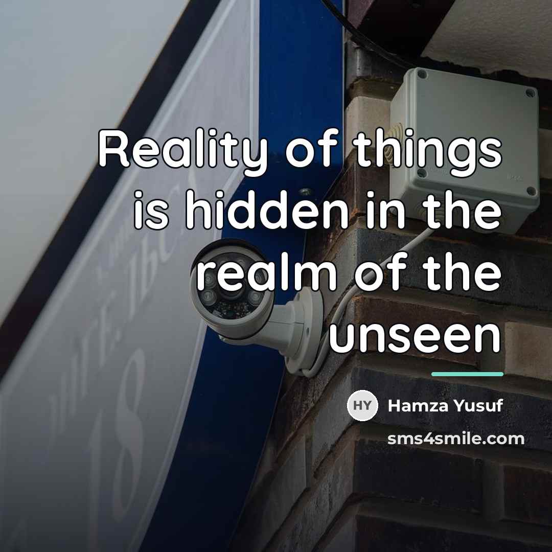 “Reality of things is hidden in the realm of the…” quote by Hamza Yusuf