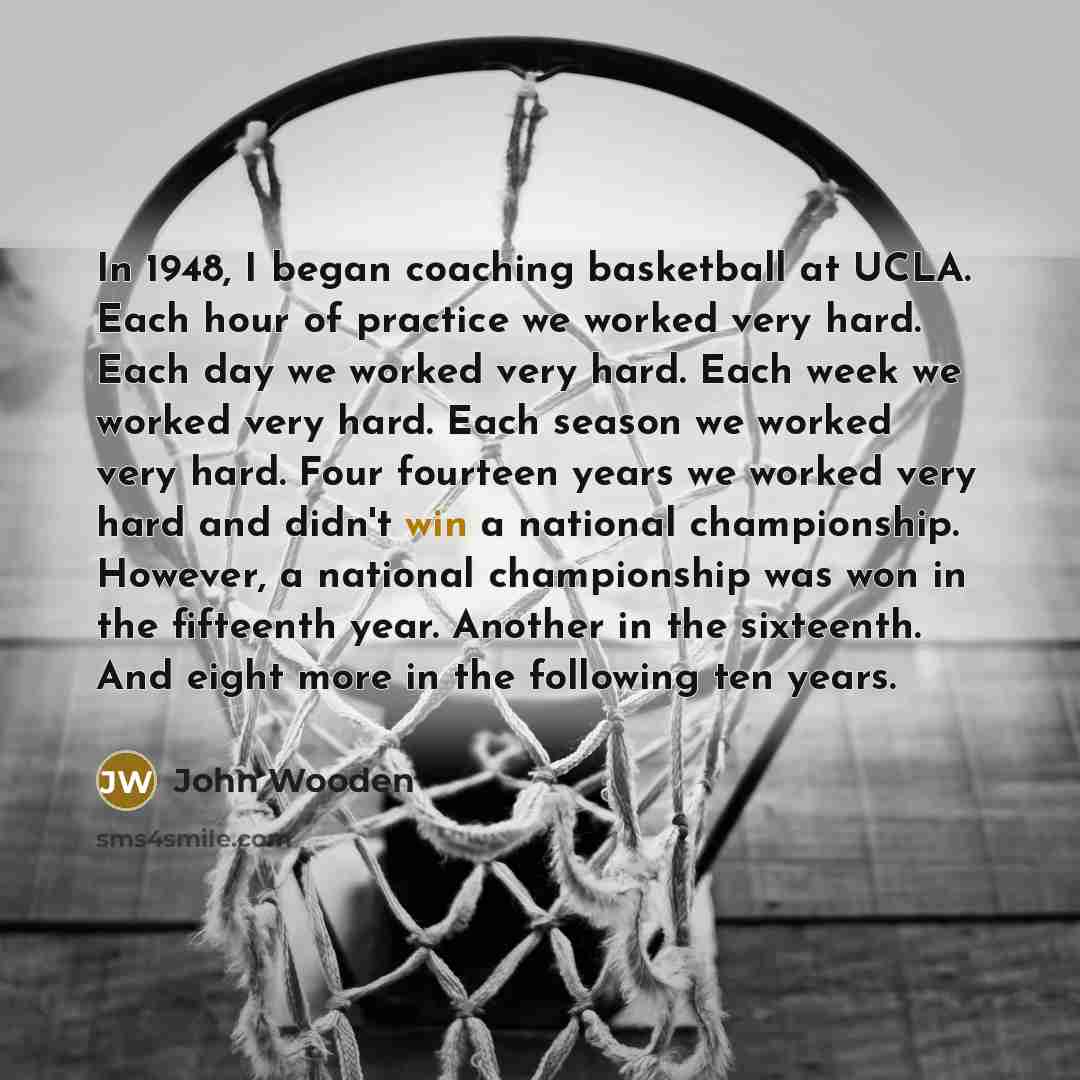 “In 1948, I began coaching basketball at UCLA. Each hour…” quote by John Wooden