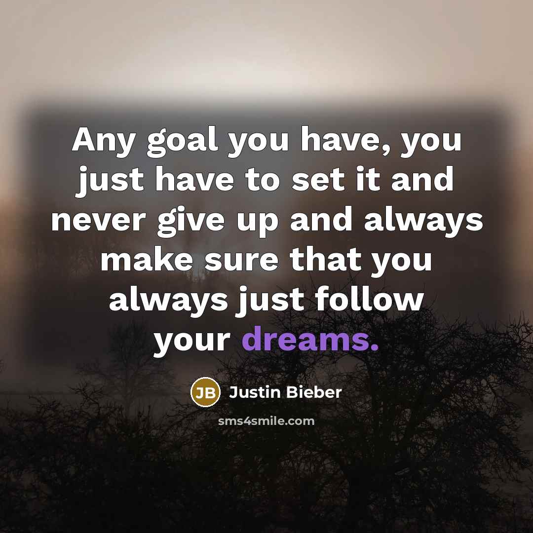 “Any goal you have, you just have to set it…” quote by Justin Bieber