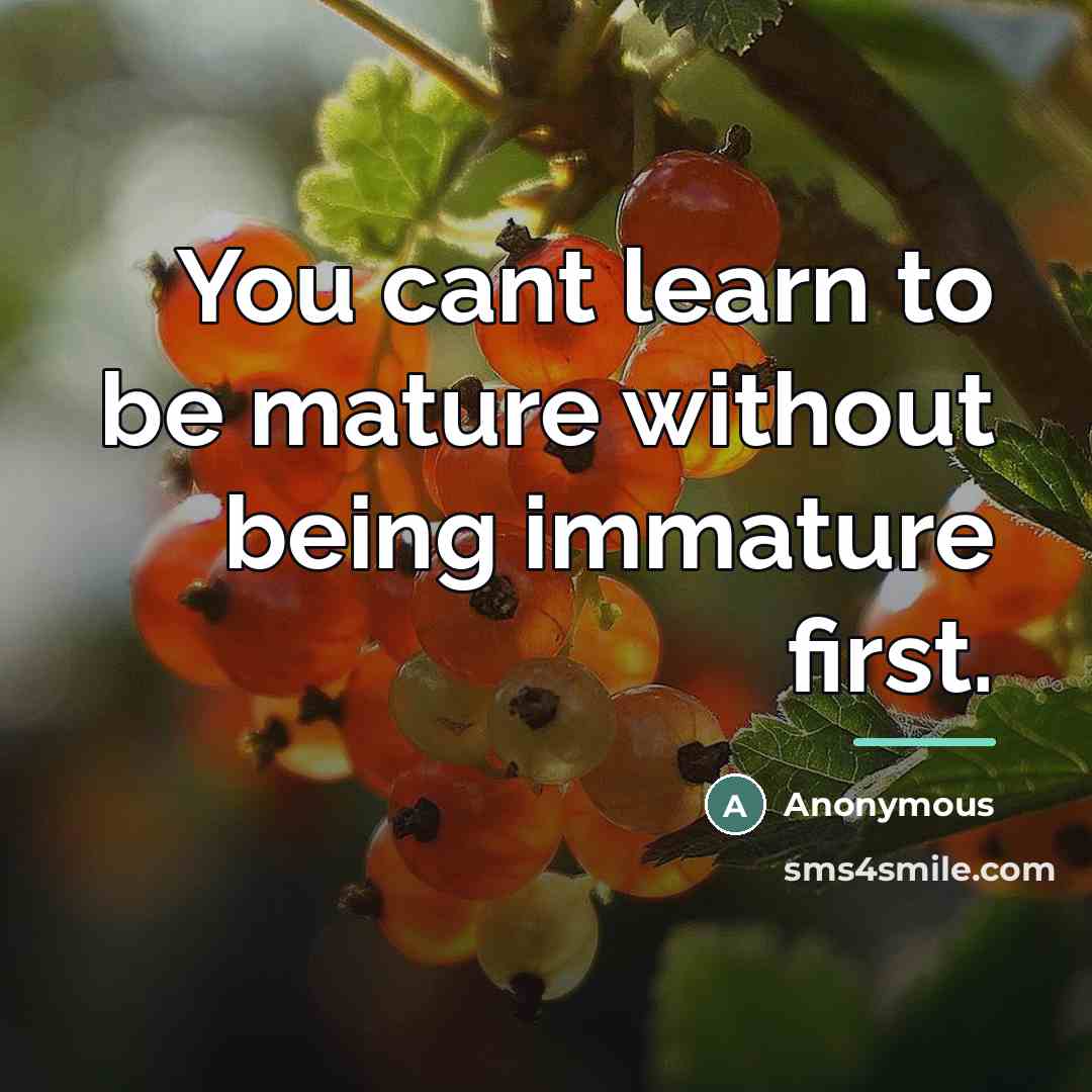 “You cant learn to be mature without being immature first.…” quote by Anonymous