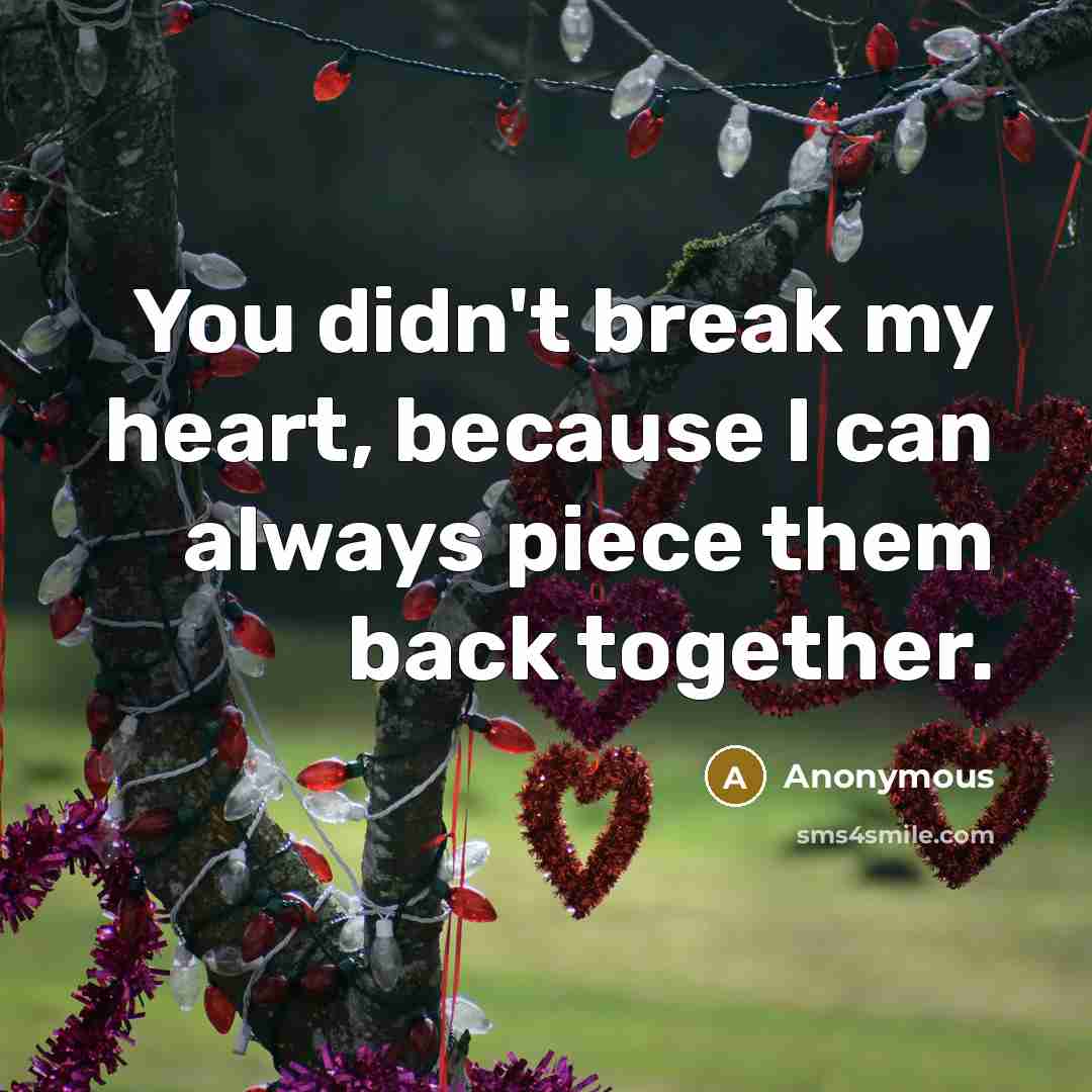 “You didn't break my heart, because I can always piece…” quote by Anonymous