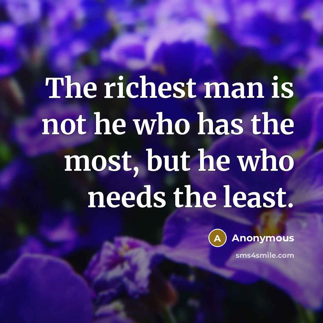 “The richest man is not he who has the most, but he who needs the least.” quote by Anonymous