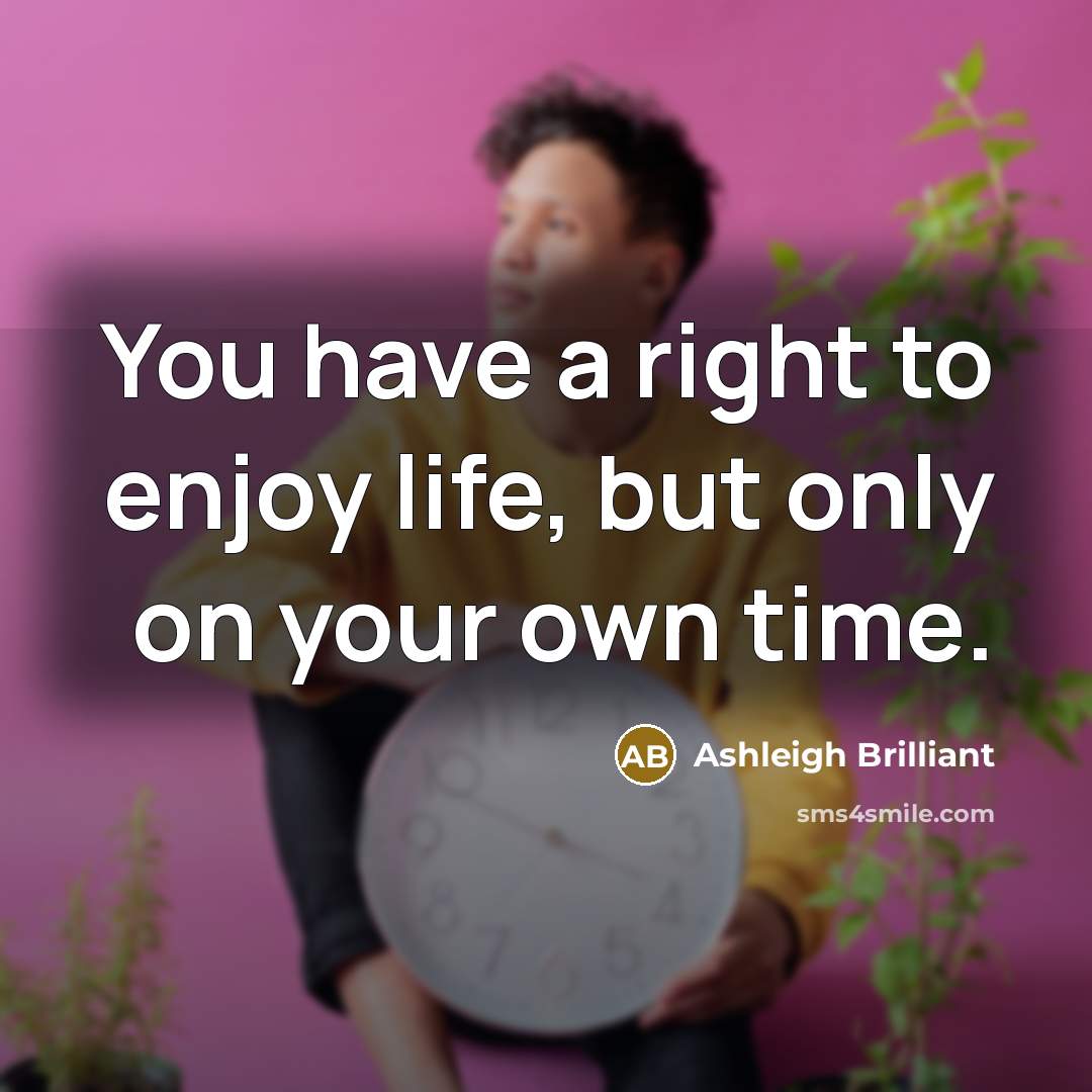 “You have a right to enjoy life, but only on…” quote by Ashleigh Brilliant