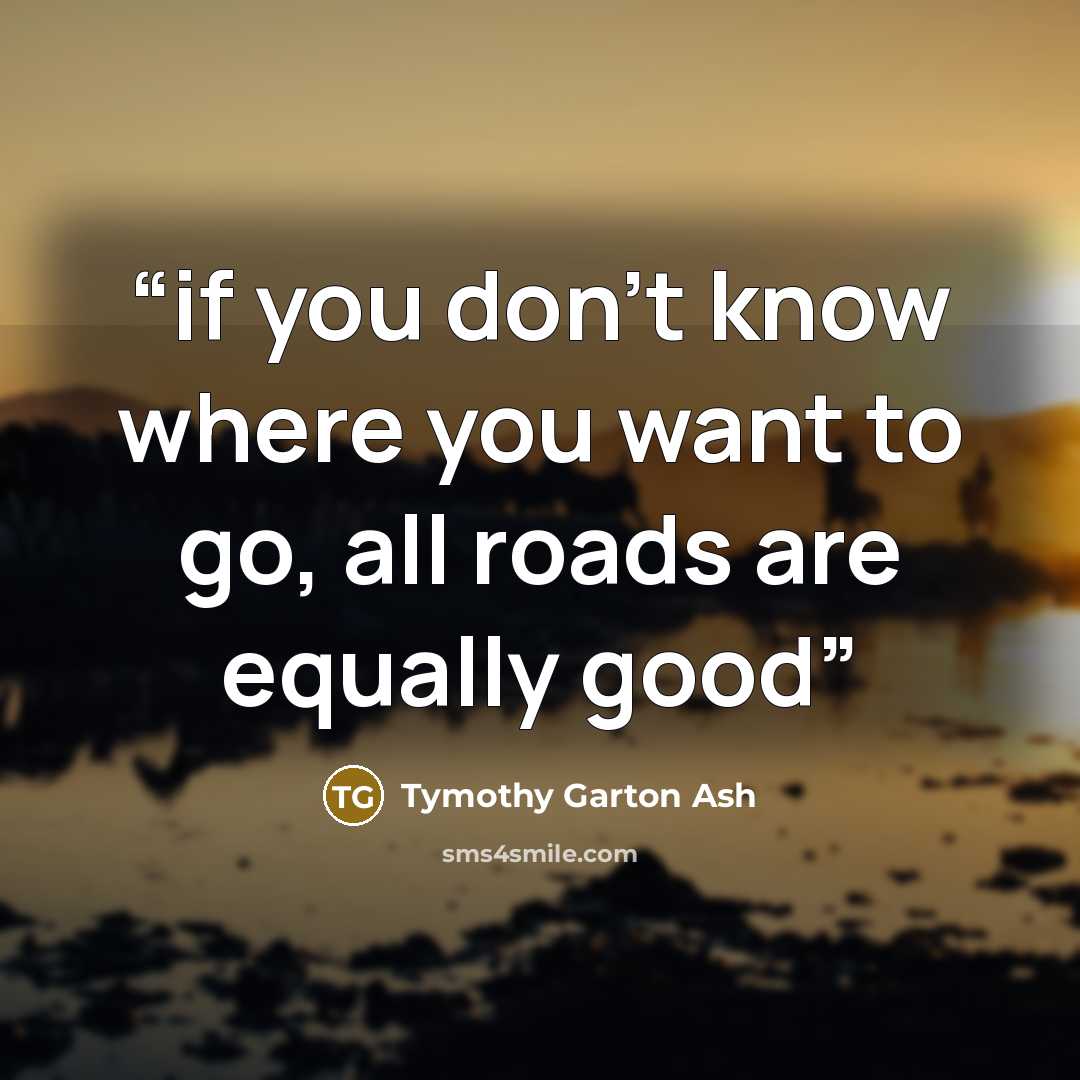 “if you don't know where you want to go, all roads are equally good” quote by Tymothy Garton Ash