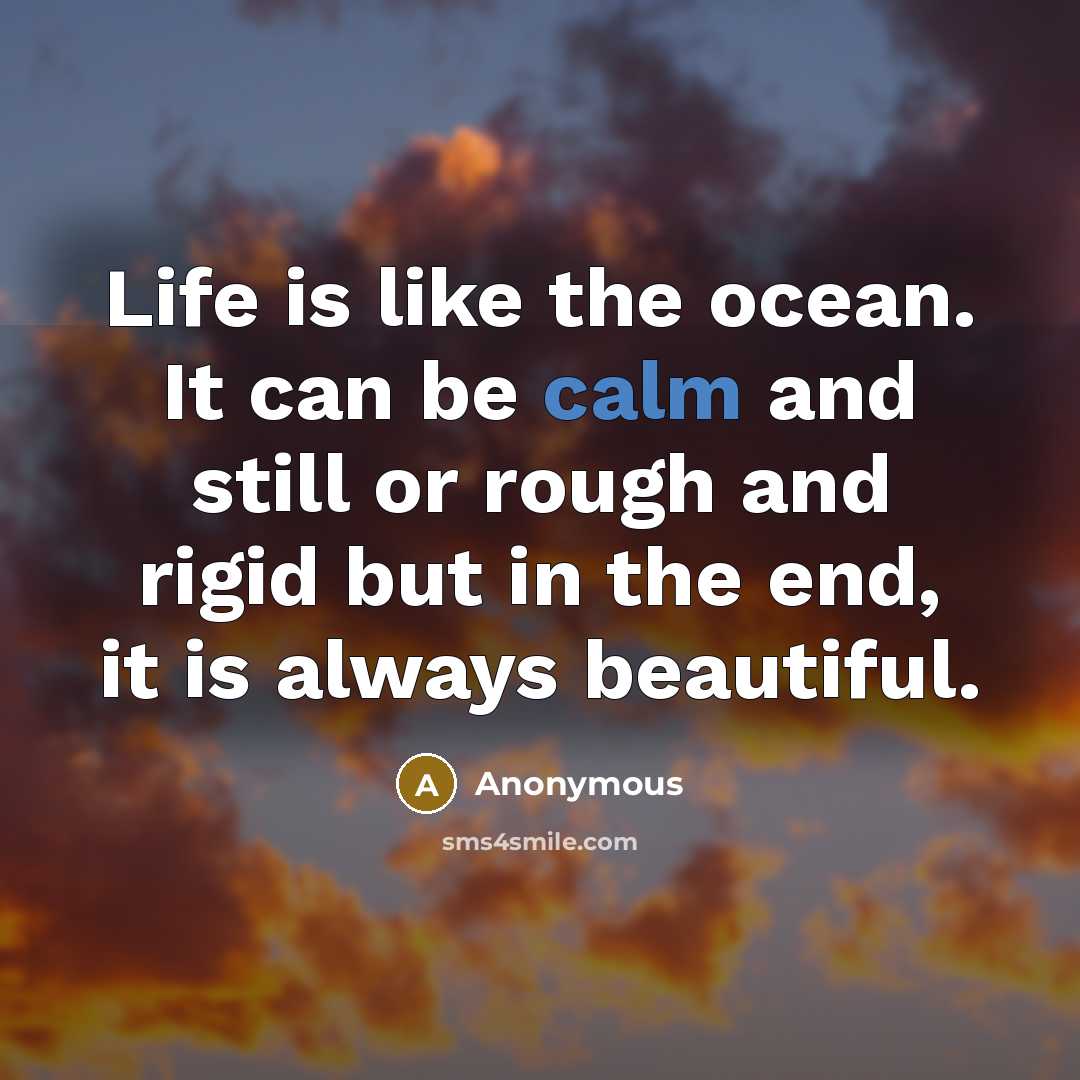 “Life is like the ocean. It can be calm and…” quote by Anonymous