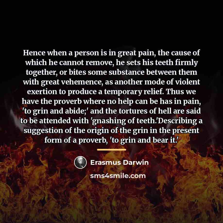 “Hence when a person is in great pain, the cause…” quote by Erasmus Darwin