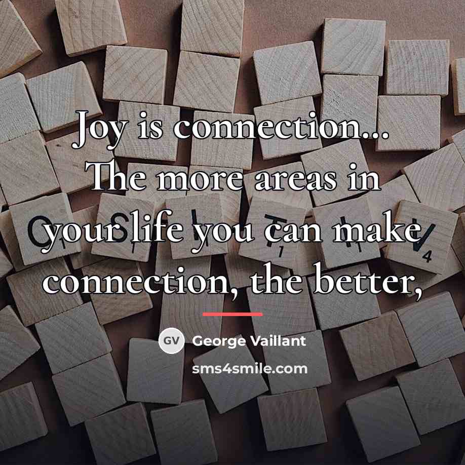 “Joy is connection… The more areas in your life you…” quote by George Vaillant