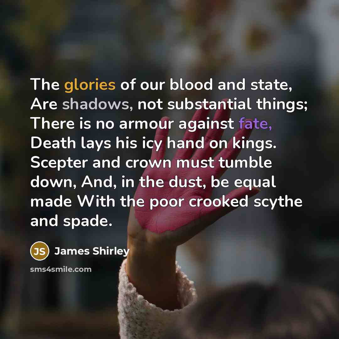 “The glories of our blood and state, Are shadows, not…” quote by James Shirley