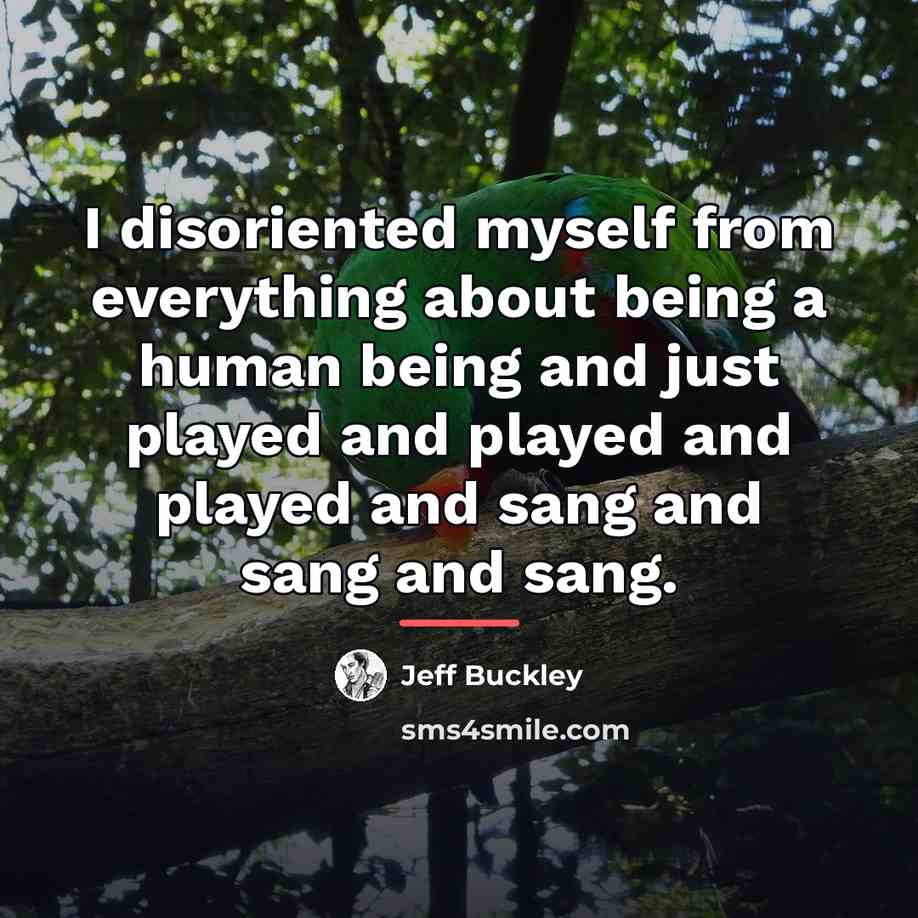 “I disoriented myself from everything about being a human being…” quote by Jeff Buckley