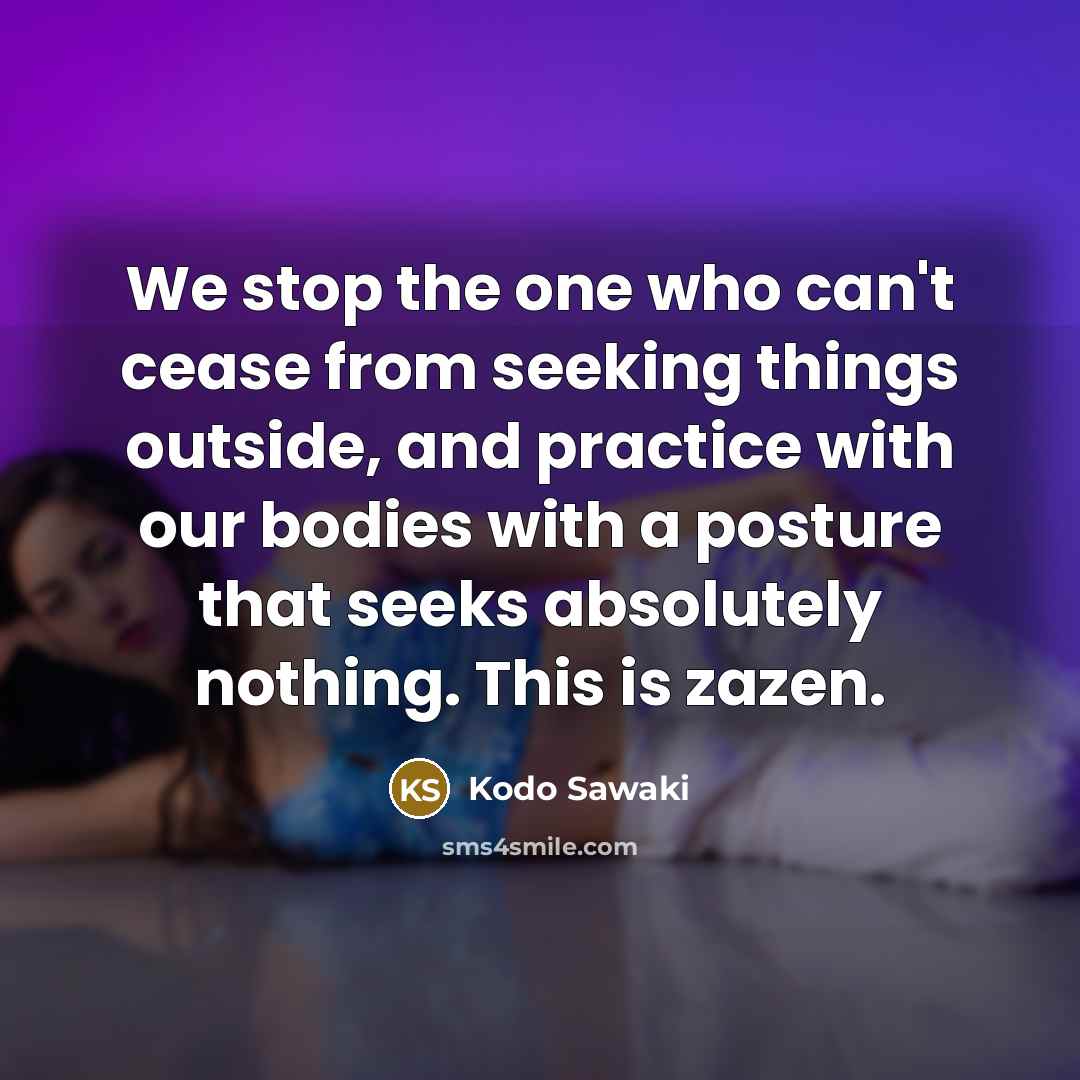 “We stop the one who can't cease from seeking things…” quote by Kodo Sawaki