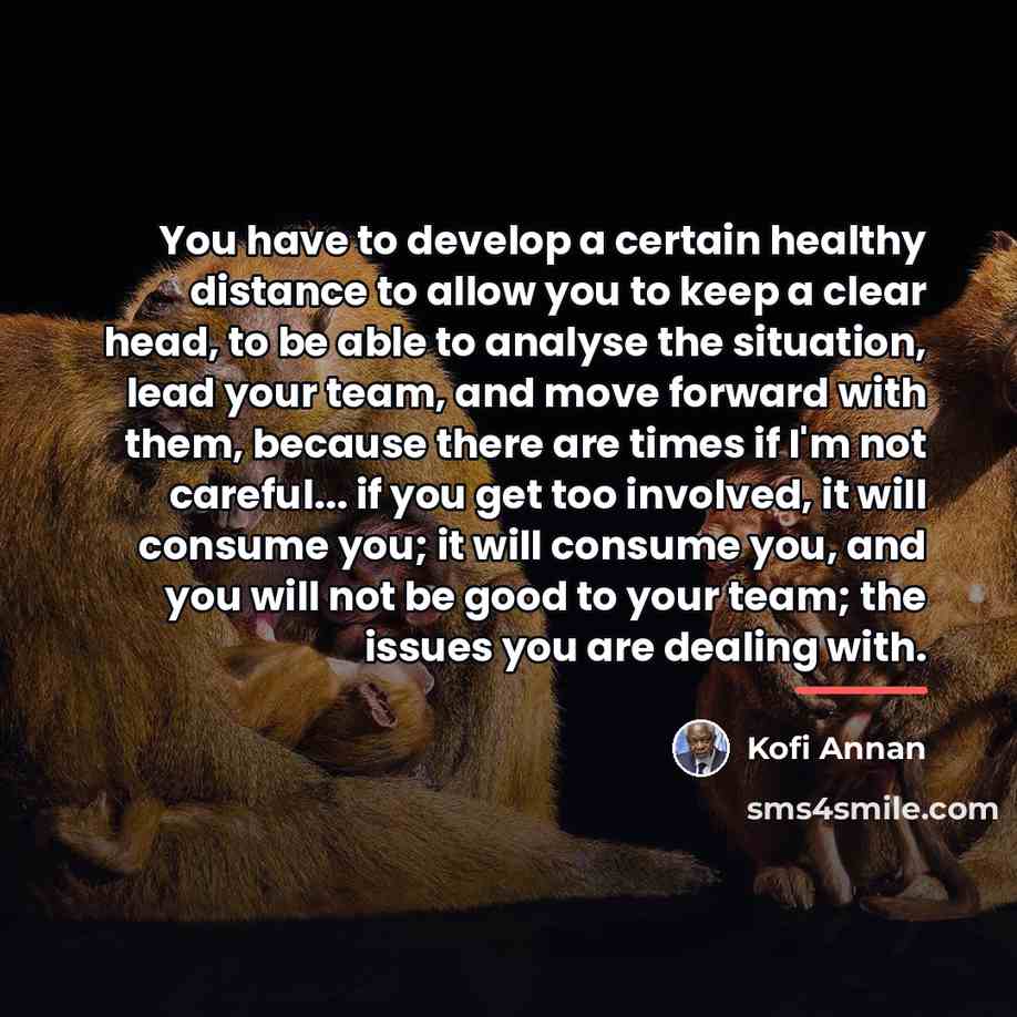 “You have to develop a certain healthy distance to allow…” quote by Kofi Annan