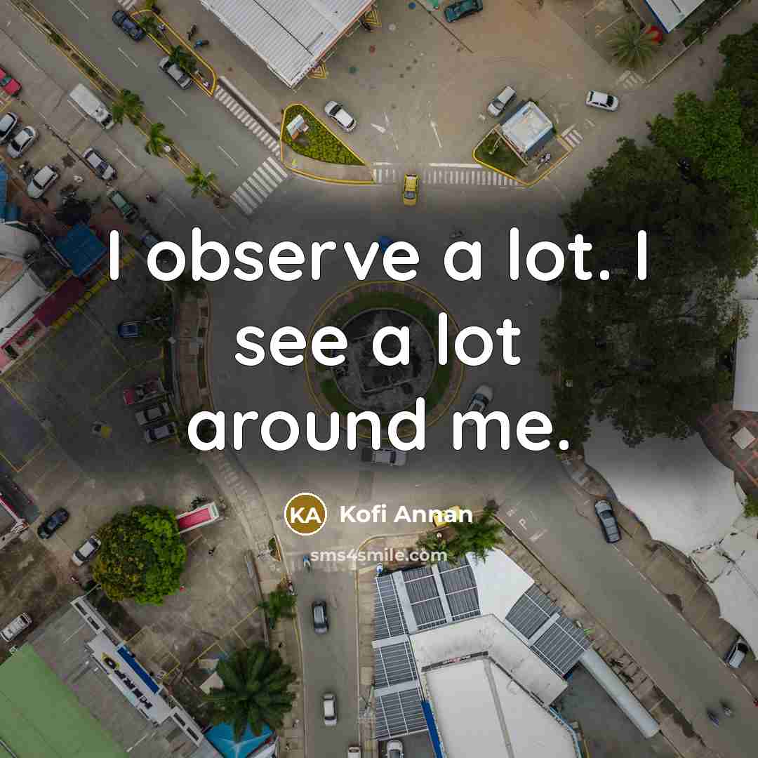 “I observe a lot. I see a lot around me.…” quote by Kofi Annan