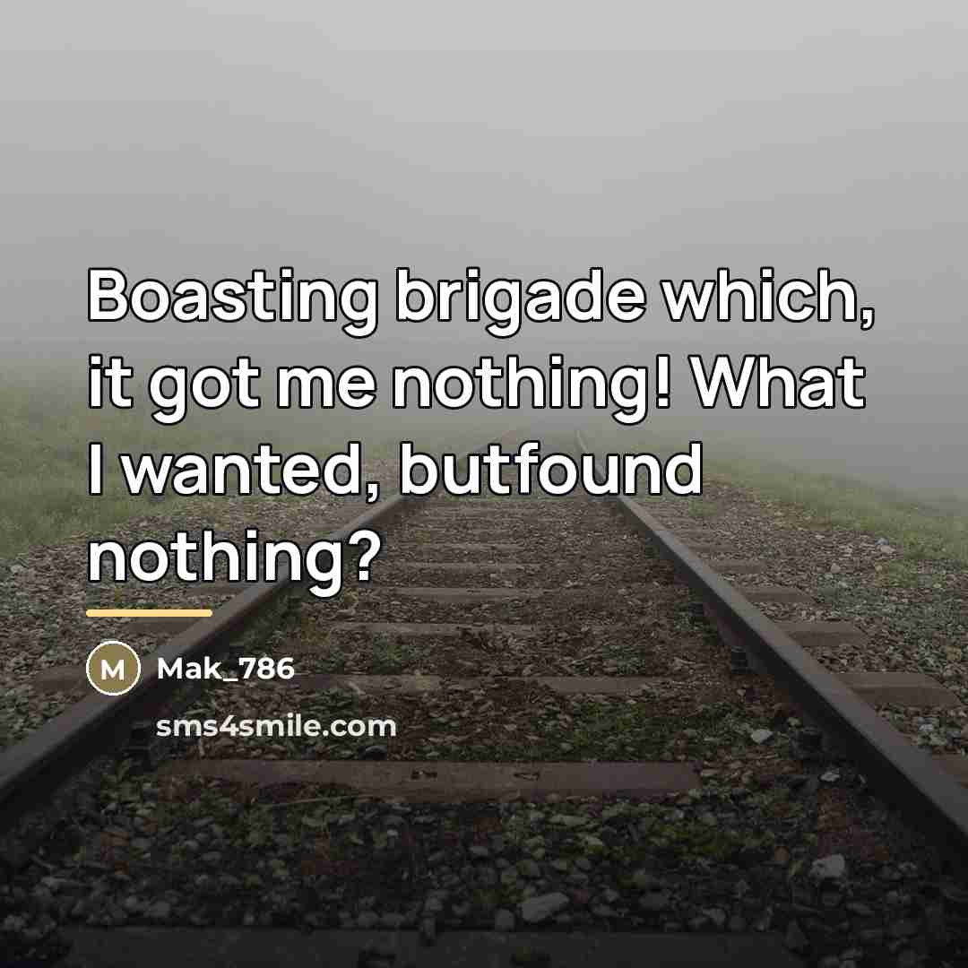 “Boasting brigade which, it got me nothing! What I wanted,…” quote by Mak_786