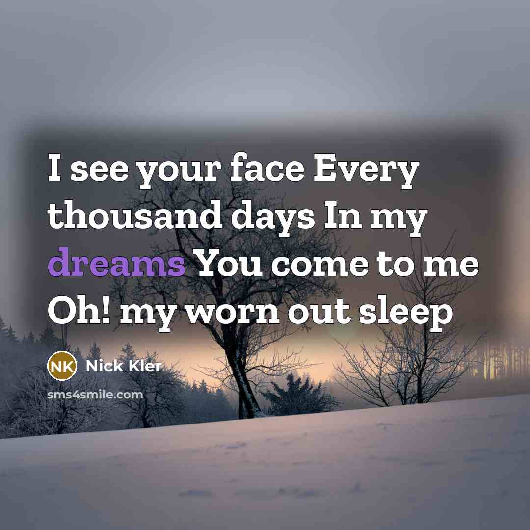 “I see your face Every thousand days In my dreams…” quote by Nick Kler
