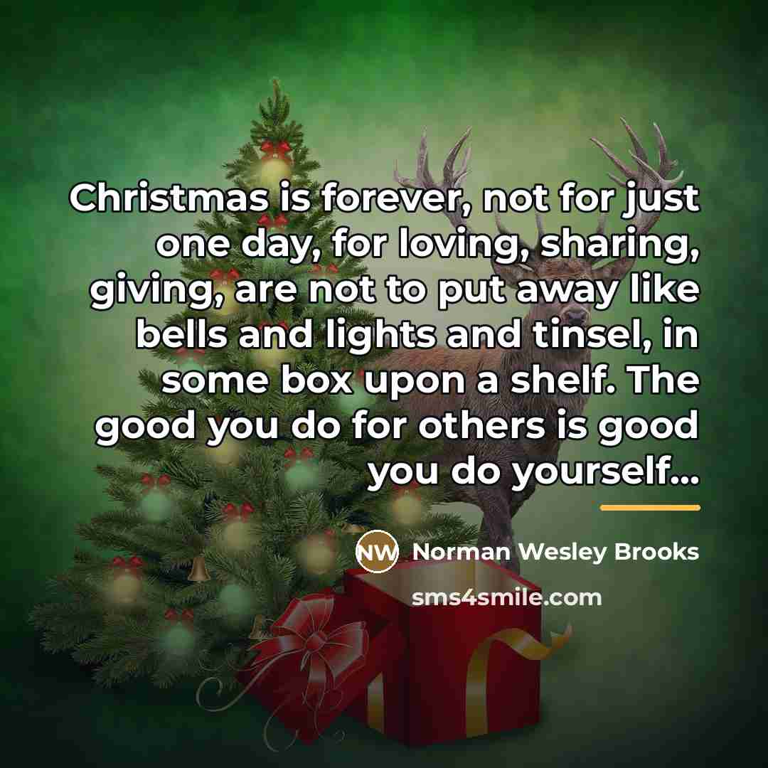 “Christmas is forever, not for just one day, for loving,…” quote by Norman Wesley Brooks