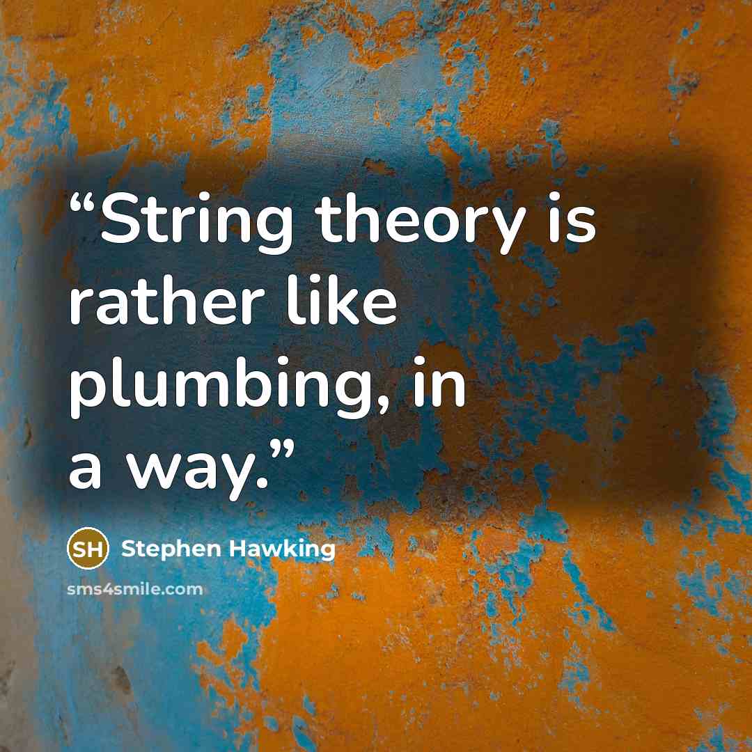 “String theory is rather like plumbing, in a way.” quote by Stephen Hawking