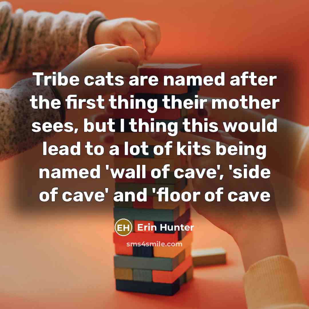 “Tribe cats are named after the first thing their mother…” quote by Erin Hunter