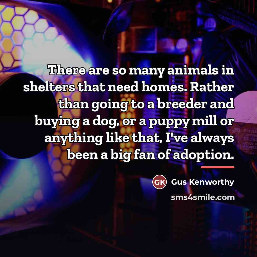 “There are so many animals in shelters that need homes.…” quote by Gus Kenworthy