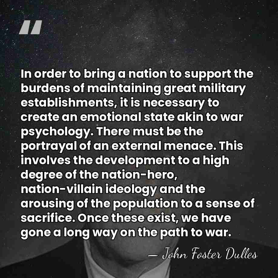 In order to bring a nation to support the burdens of maintaining&hellip; - John Foster Dulles