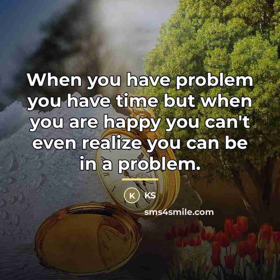 “When you have problem you have time but when you…” quote by KS