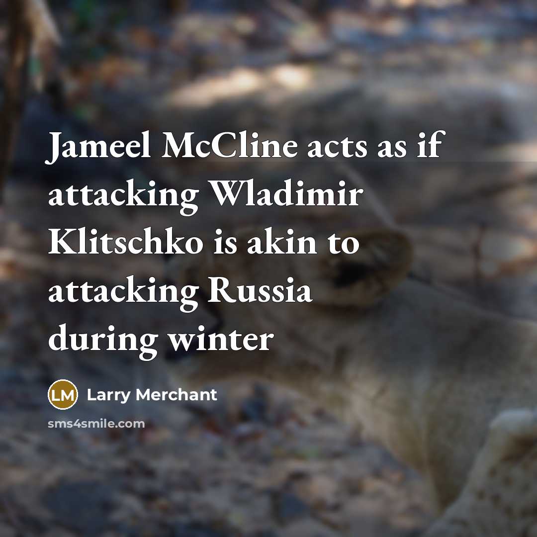“Jameel McCline acts as if attacking Wladimir Klitschko is akin…” quote by Larry Merchant