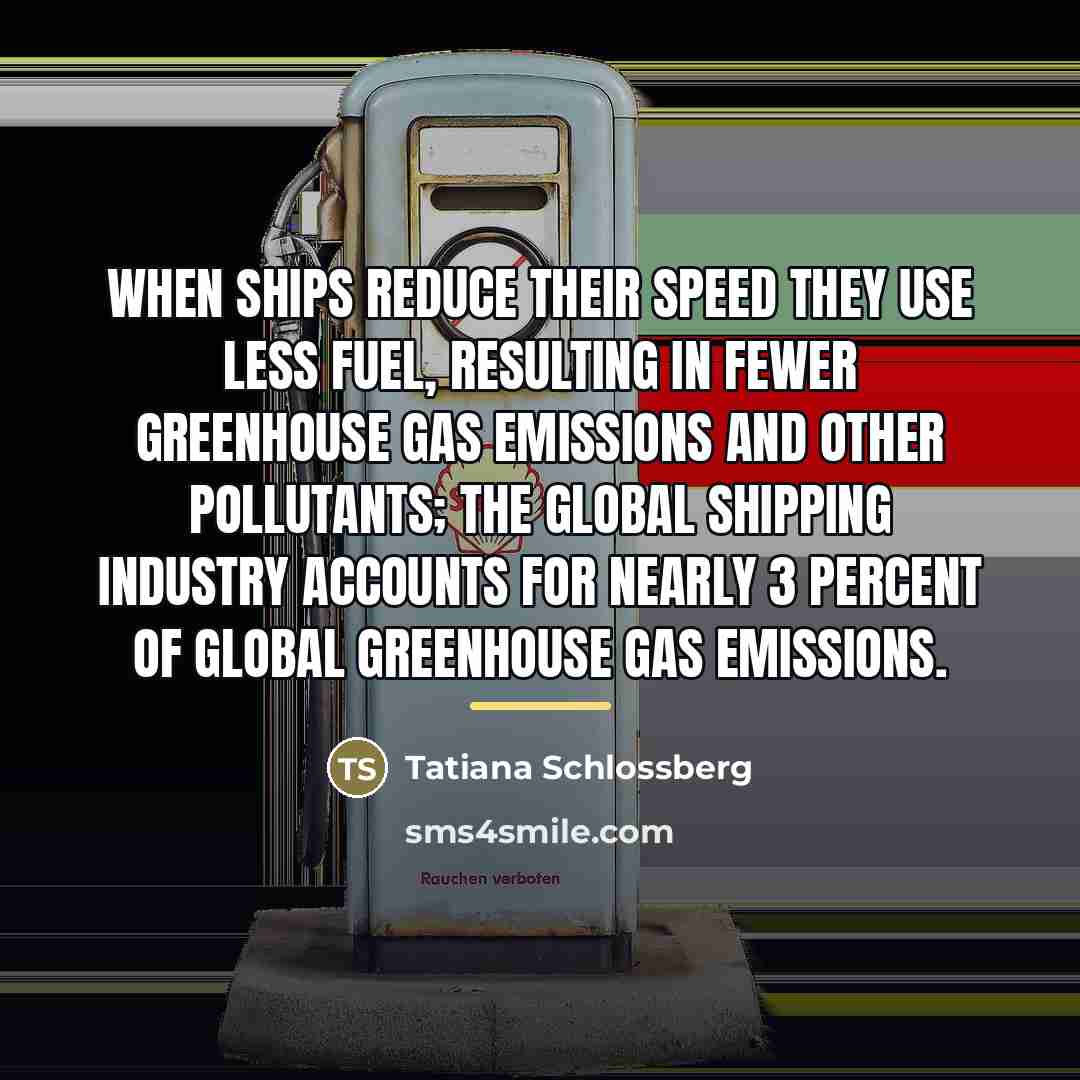 “When ships reduce their speed they use less fuel, resulting…” quote by Tatiana Schlossberg