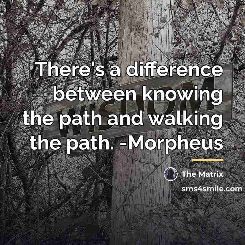 “There's a difference between knowing the path and walking the…” quote by The Matrix
