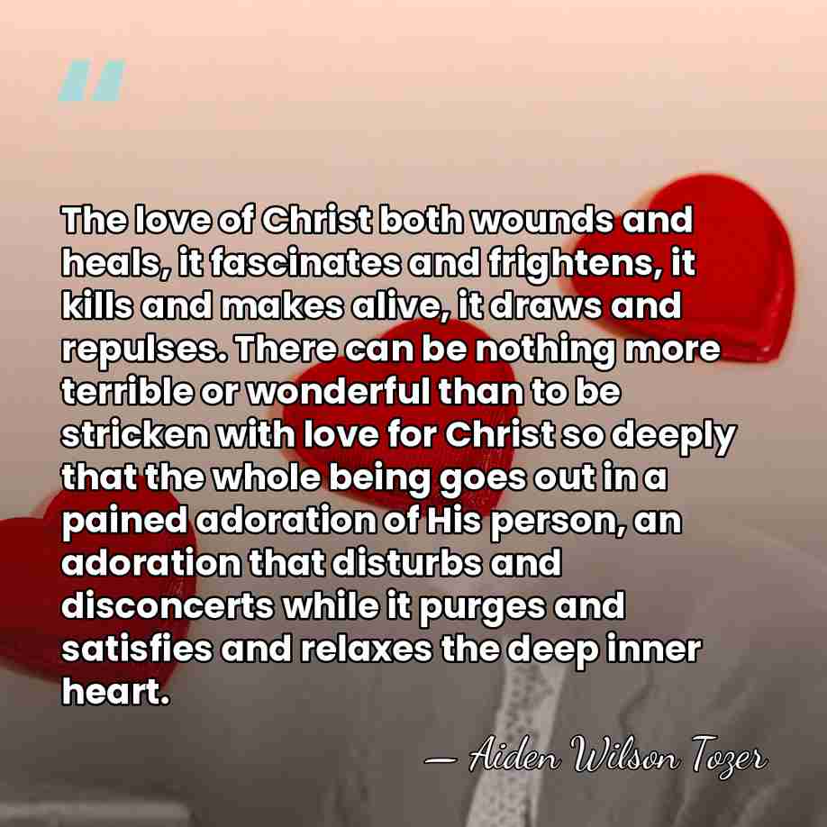 The love of Christ both wounds and heals, it fascinates and frightens,&hellip; - Aiden Wilson Tozer