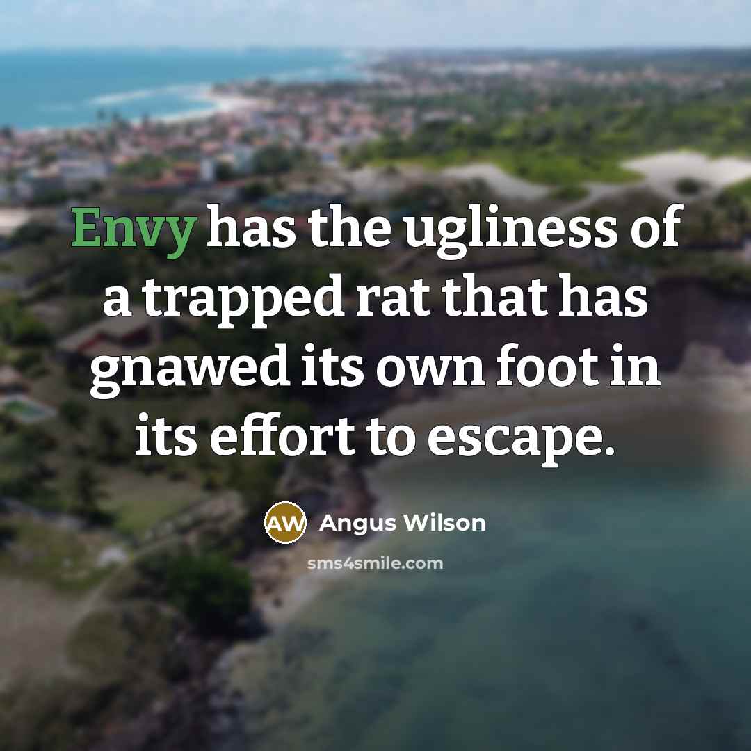 “Envy has the ugliness of a trapped rat that has…” quote by Angus Wilson