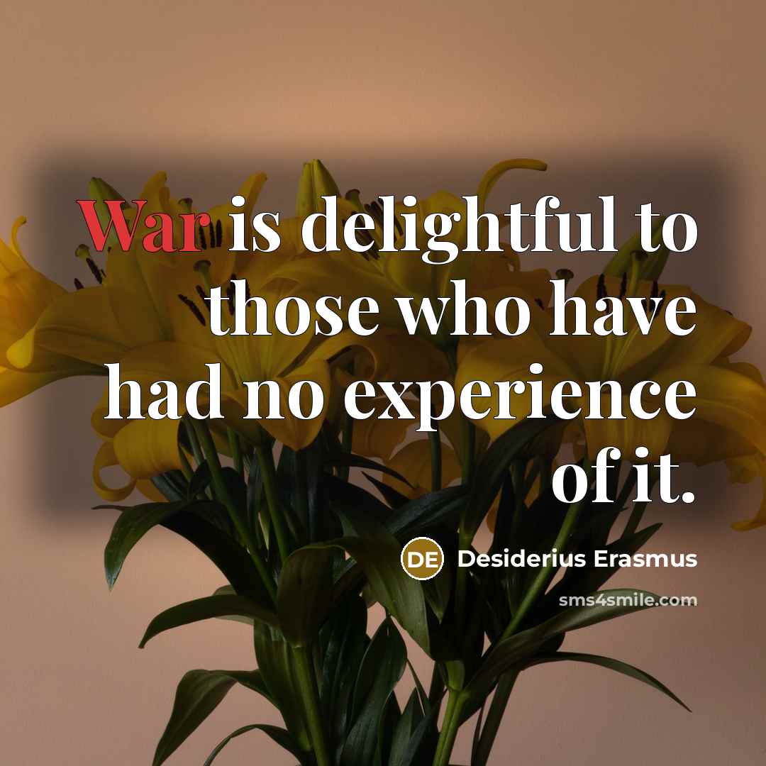 “War is delightful to those who have had no experience…” quote by Desiderius Erasmus