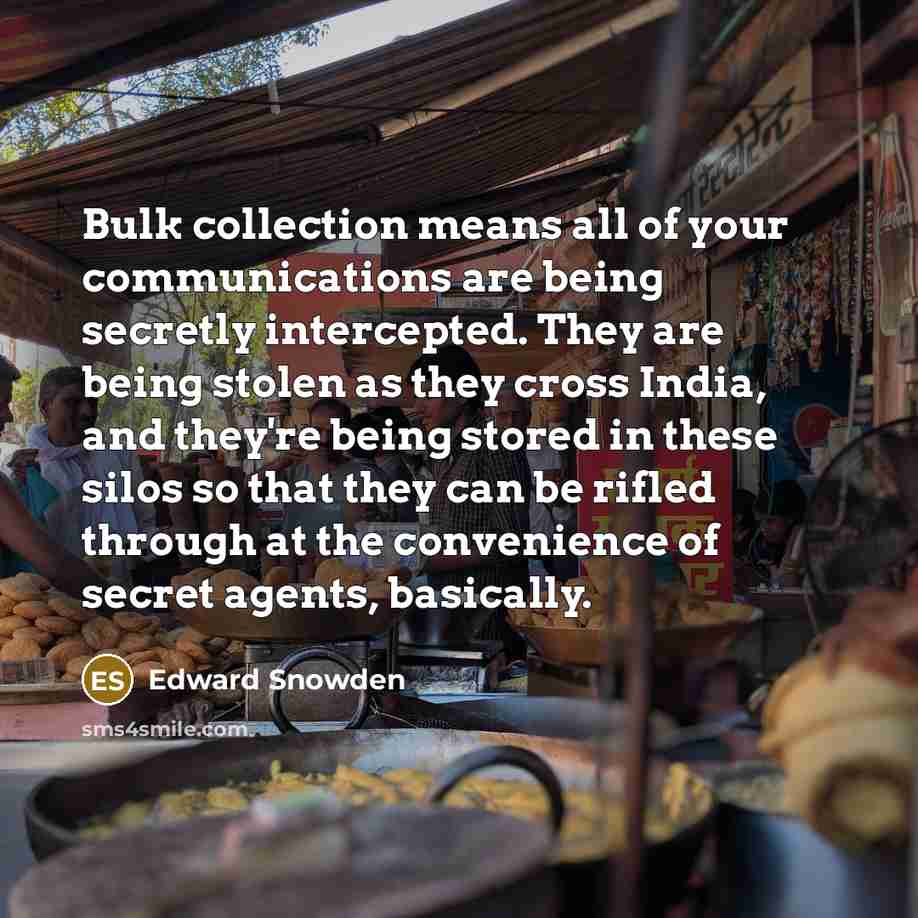 “Bulk collection means all of your communications are being secretly…” quote by Edward Snowden
