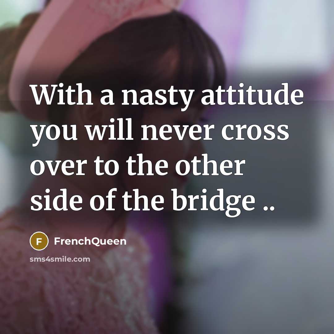 “With a nasty attitude you will never cross over to…” quote by Frenchqueen