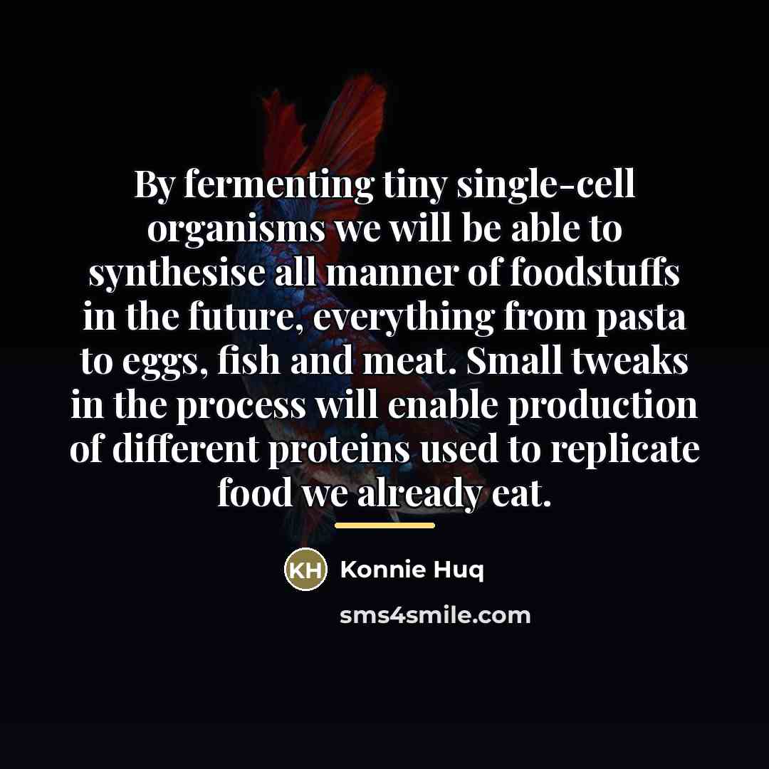 “By fermenting tiny single-cell organisms we will be able to…” quote by Konnie Huq