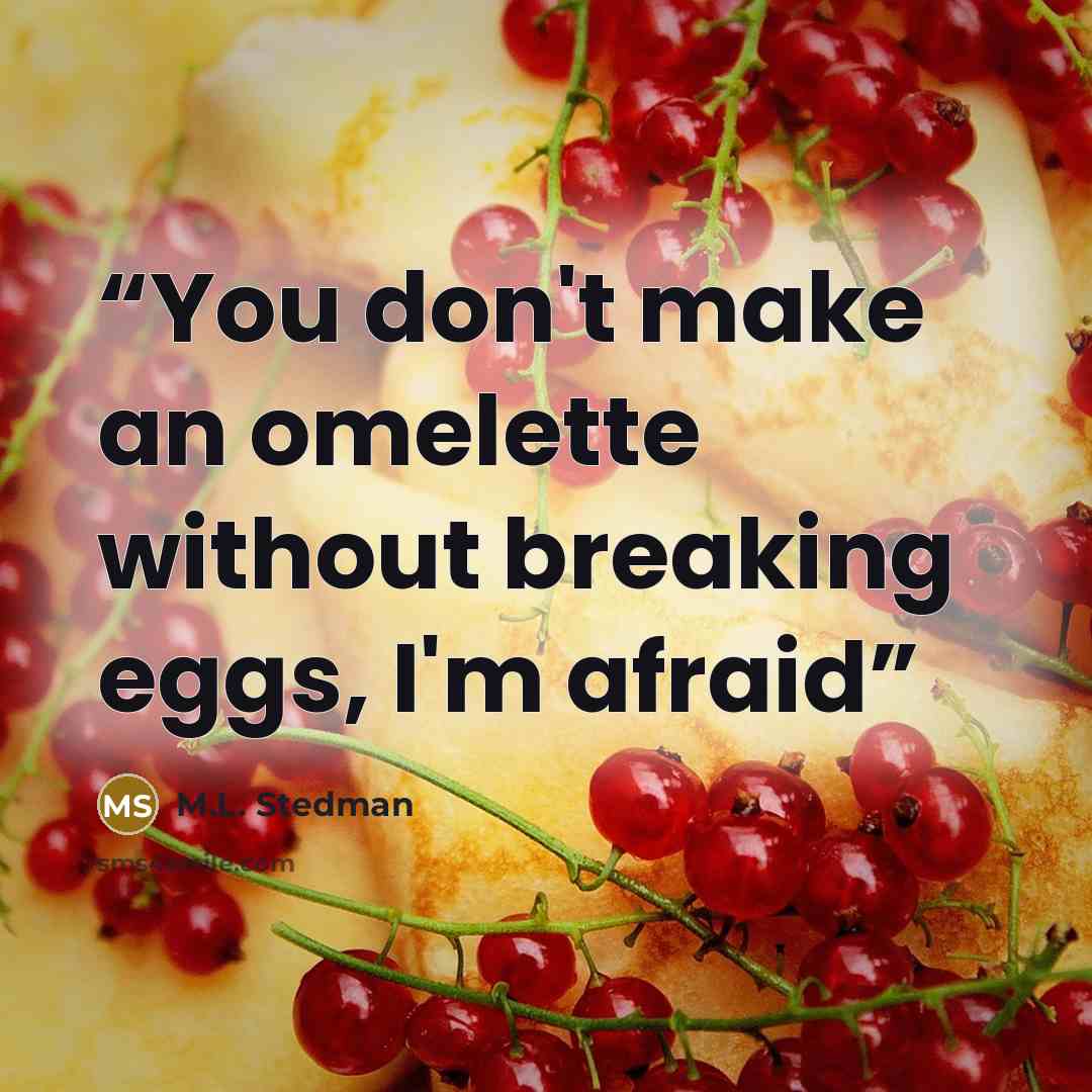 “You don't make an omelette without breaking eggs, I'm afraid” quote by M.L. Stedman