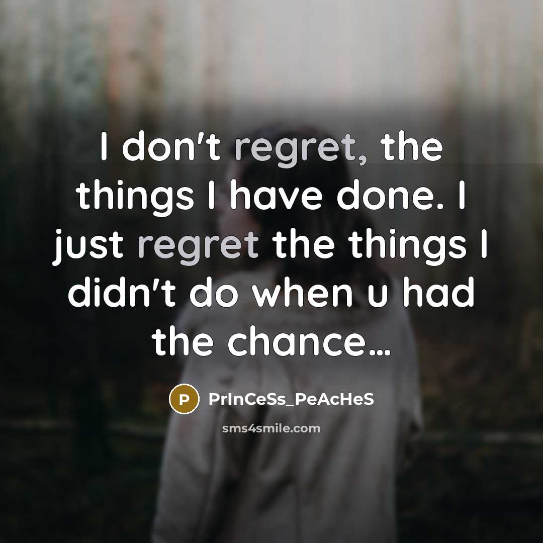 “I don't regret, the things I have done. I just…” quote by PrInCeSs_PeAcHeS